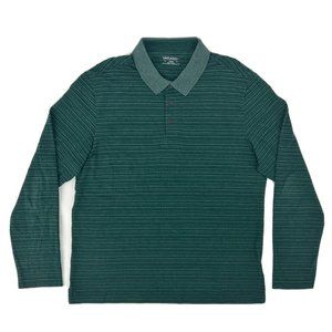 Men's UNTUCKit Miro Long Sleeve‎ Polo Shirt Green Stripes Large Ribbed